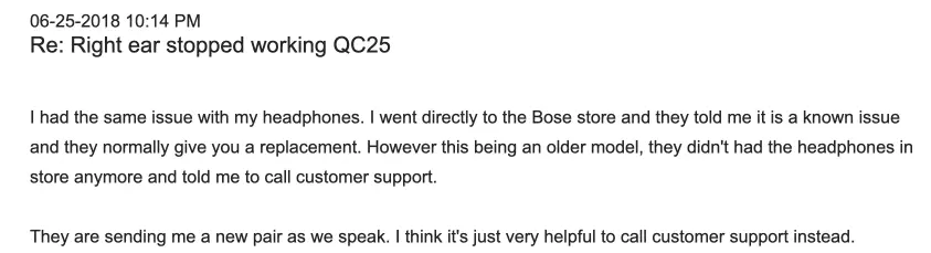 bose replacing QC25 headphones