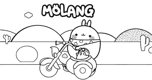 moland and piu piu on motorcycle in desert