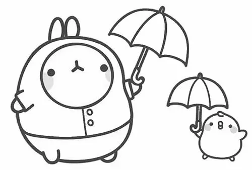 molang and piupiu ready for rain