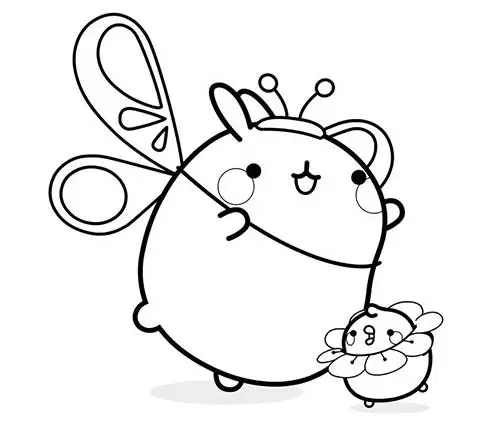 molang and piu piu as a flower and butterfly