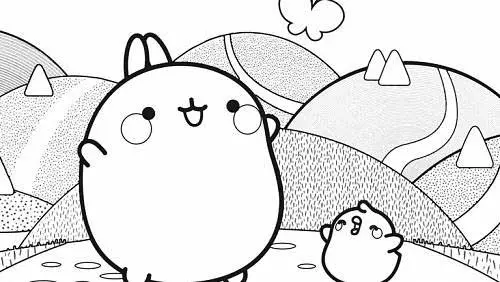 molang and piu piu outside