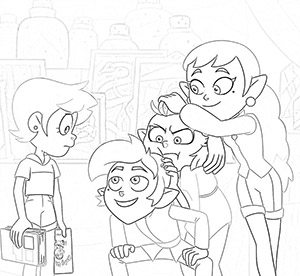 Luz, Amity, Emira, and Edric Coloring Page The Owl House