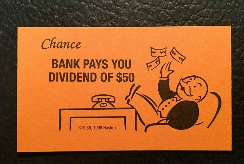 Monopoly 1998 BANK PAYS YOU DIVIDEND Chance Card